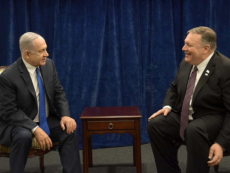 PM Netanyahu with US Secretary of State Mike Pompeo at the Warsaw conference on peace and security in the Middle East